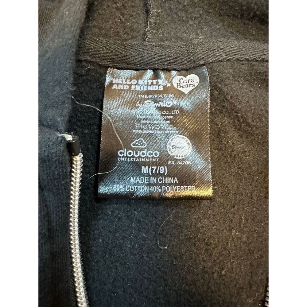 Hello Kitty and Friends x Care Bears black cropped zip-front graphic hoodie size - Picture 5 of 7